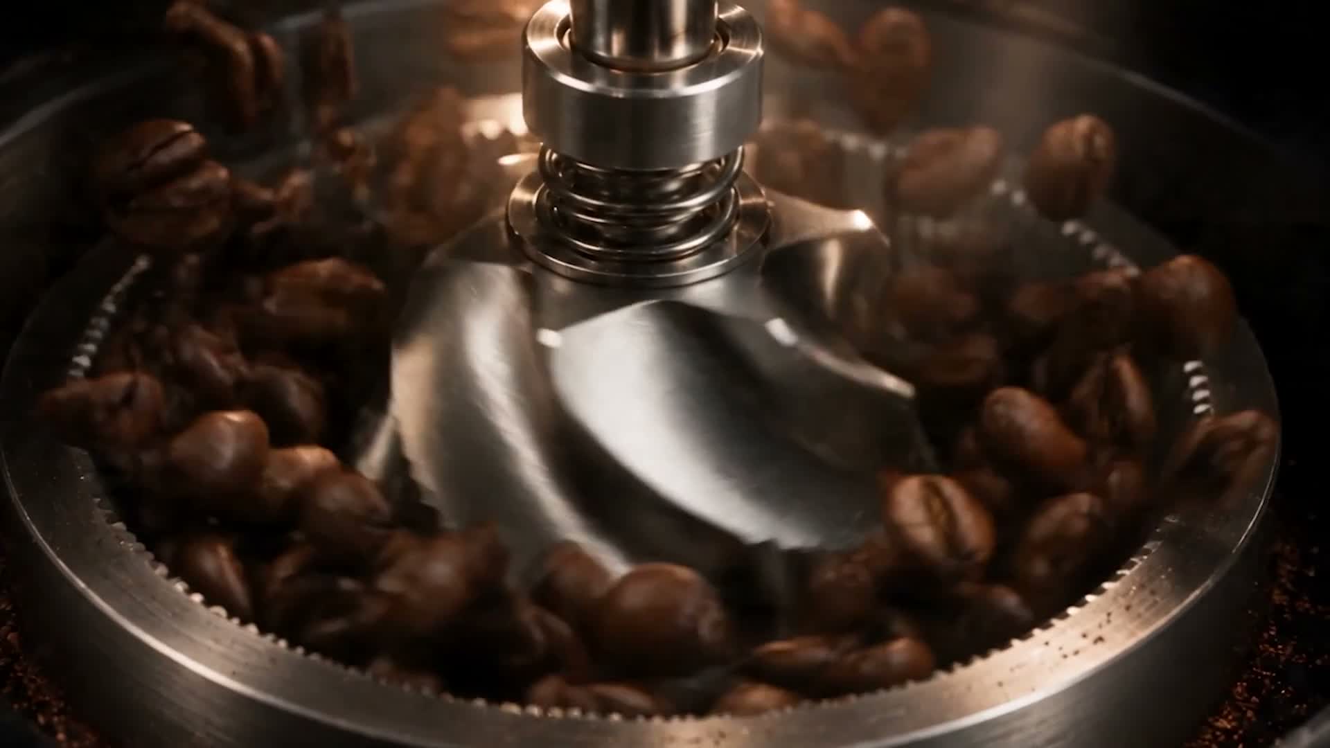 Understanding beat: coffee beans move through the fictional grinder's burr